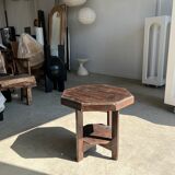 Pedestal table or small octagonal side table quadripod base with modernist spacer