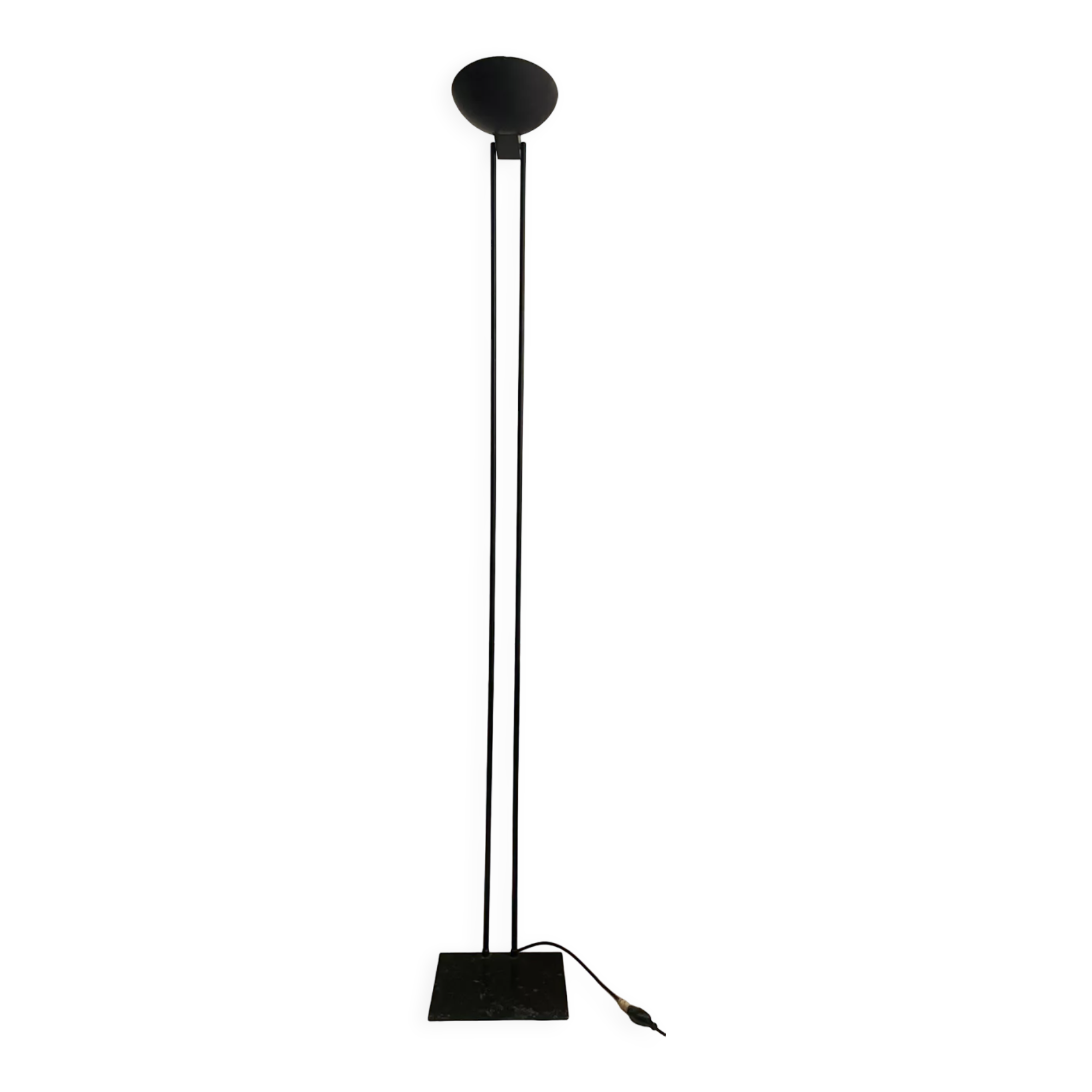 Adjustable modernist floor lamp black lacquered metal Italian 80s