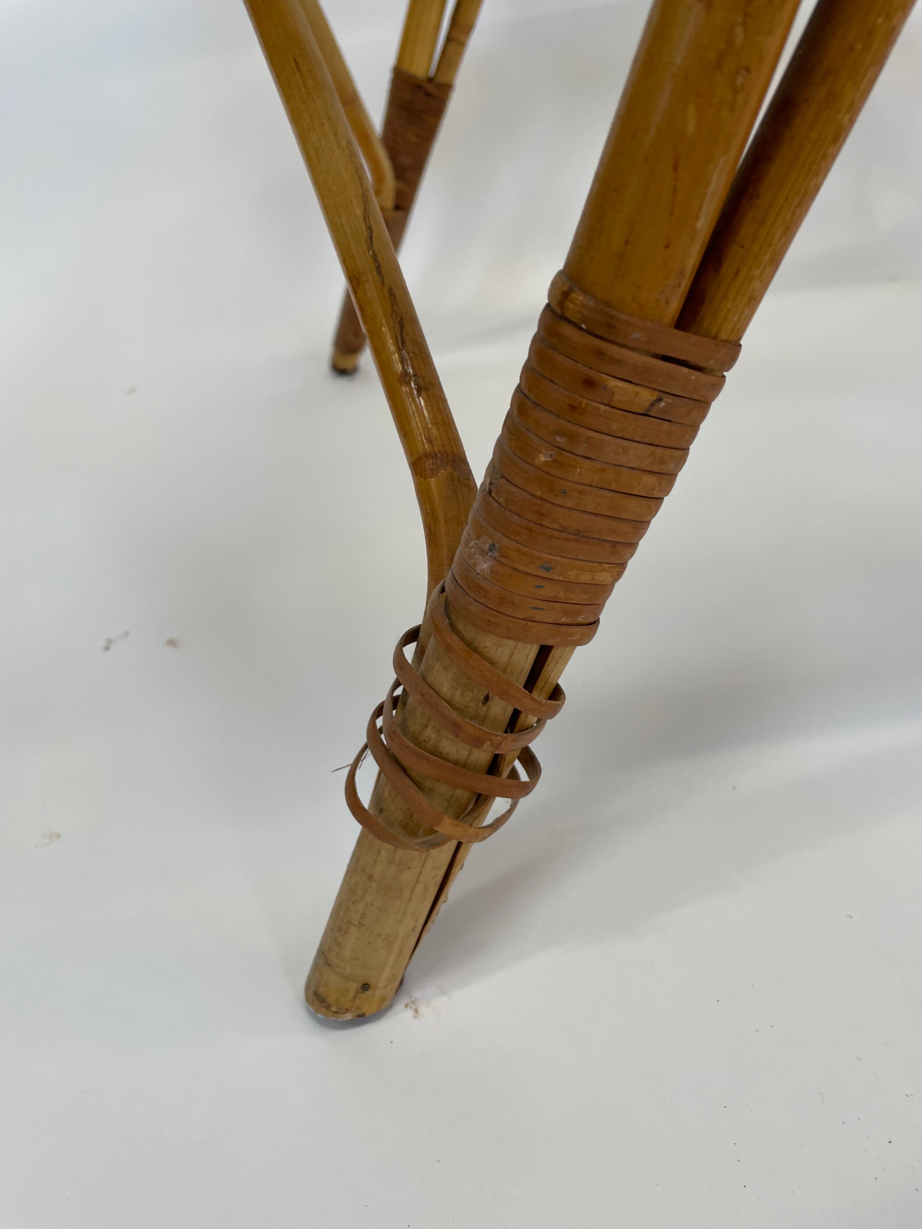 Vintage rattan table side table bamboo rattan 60's