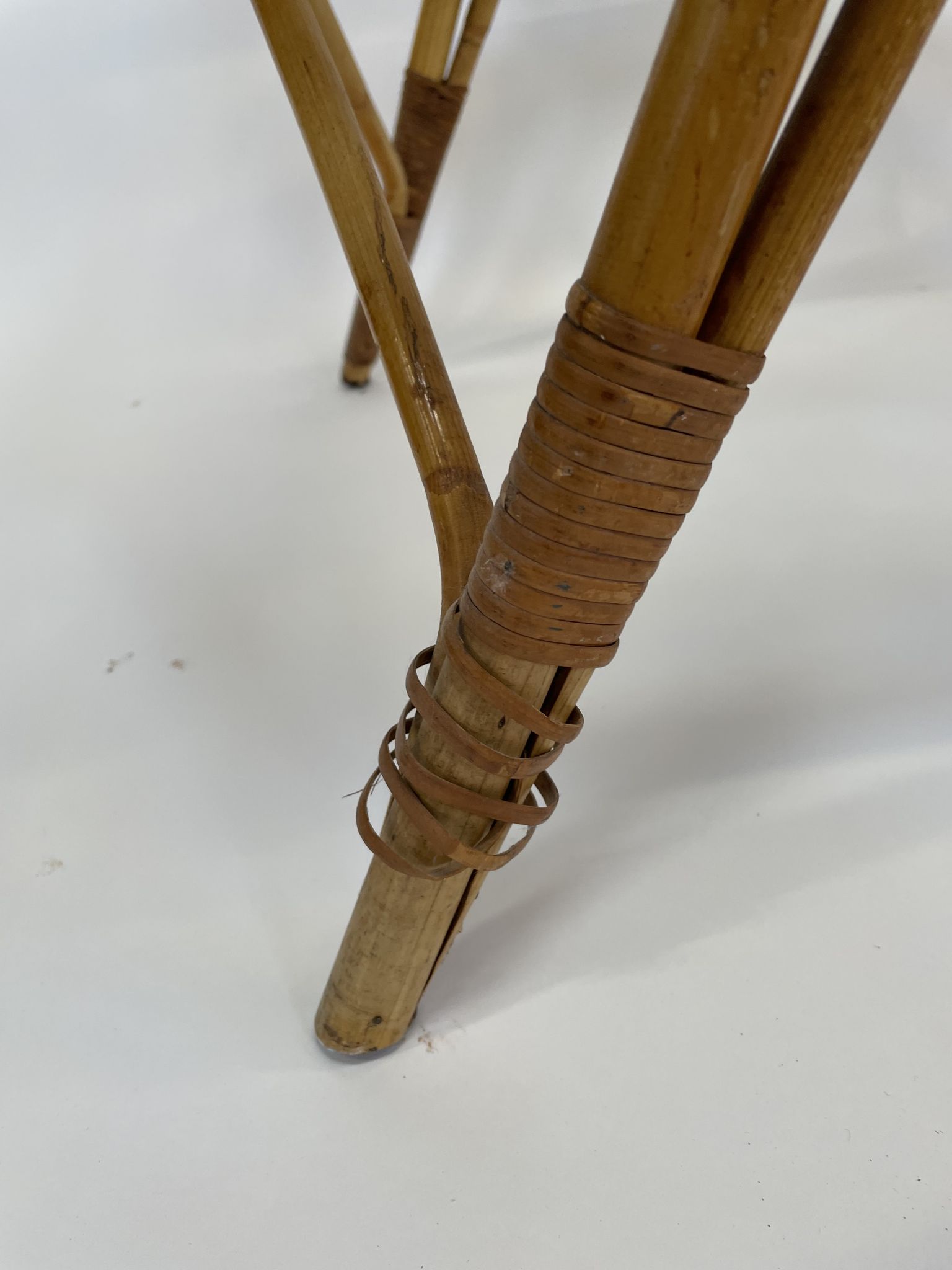 Vintage rattan table side table bamboo rattan 60's