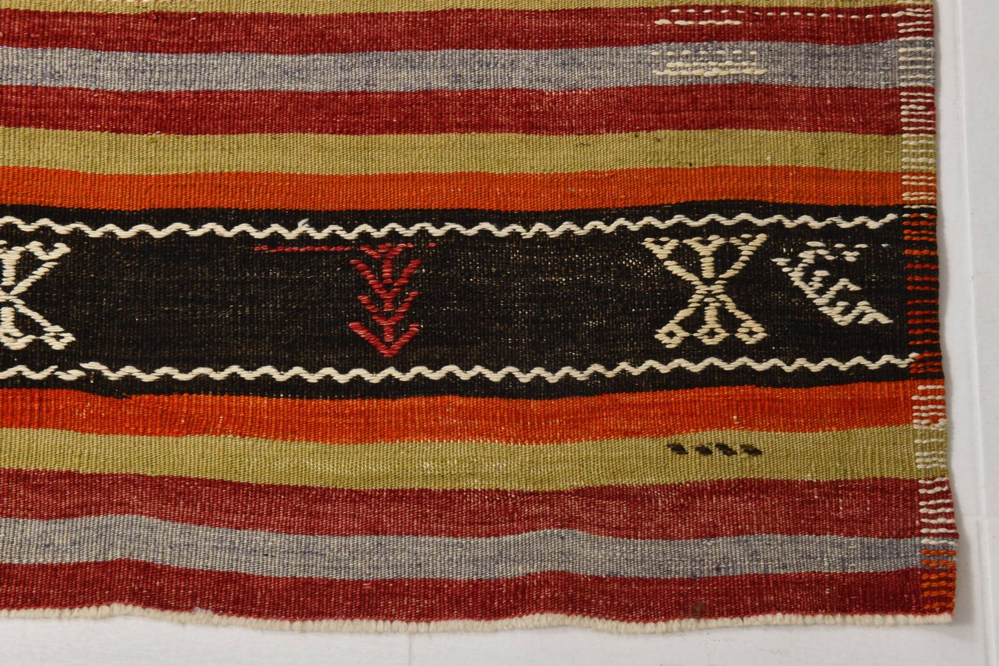 6x12 Soft Orange & Red Turkish Kilim Rug, 180x340Cm