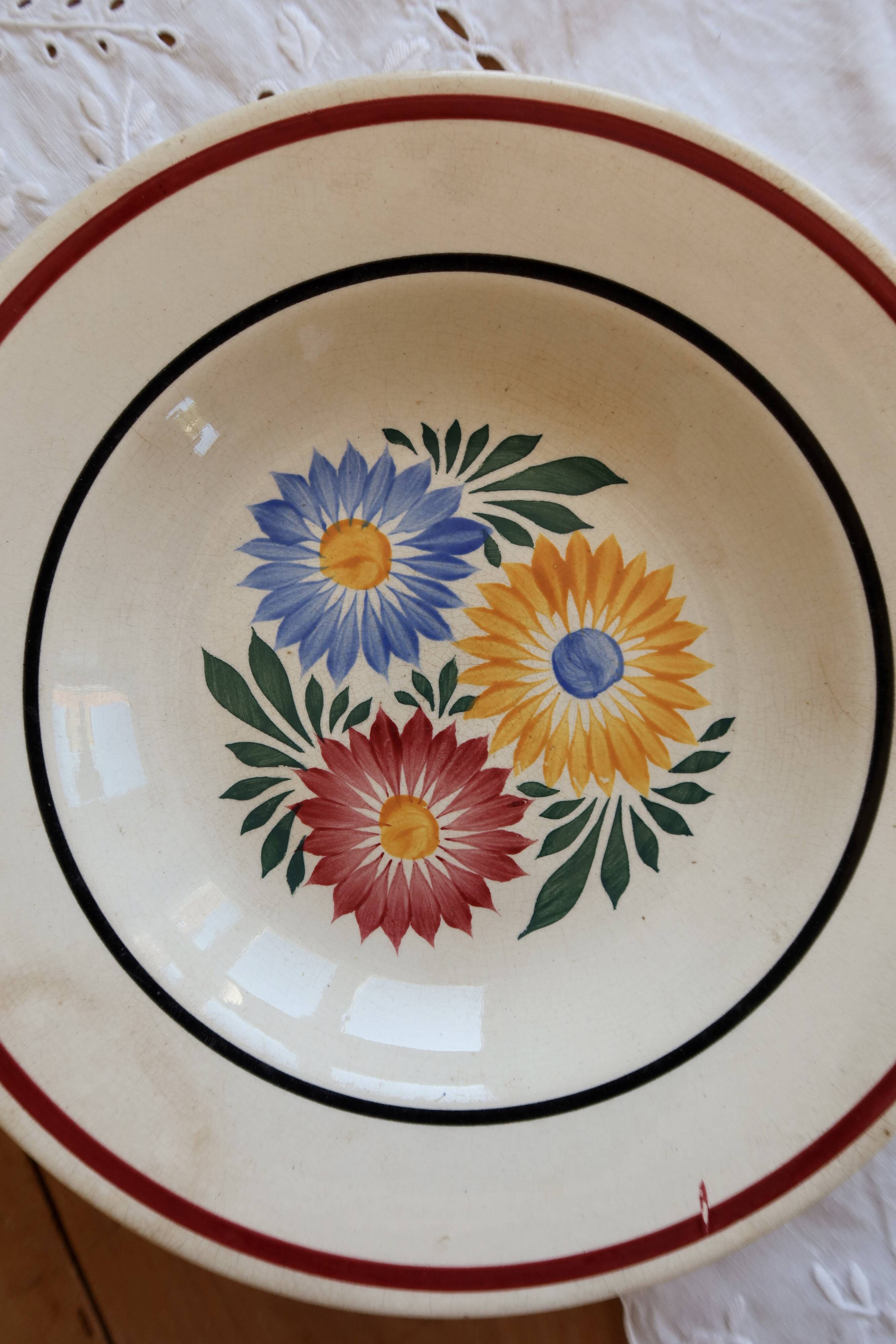 Antique hollow plate made of Creil and Montereau ironstone Veritas