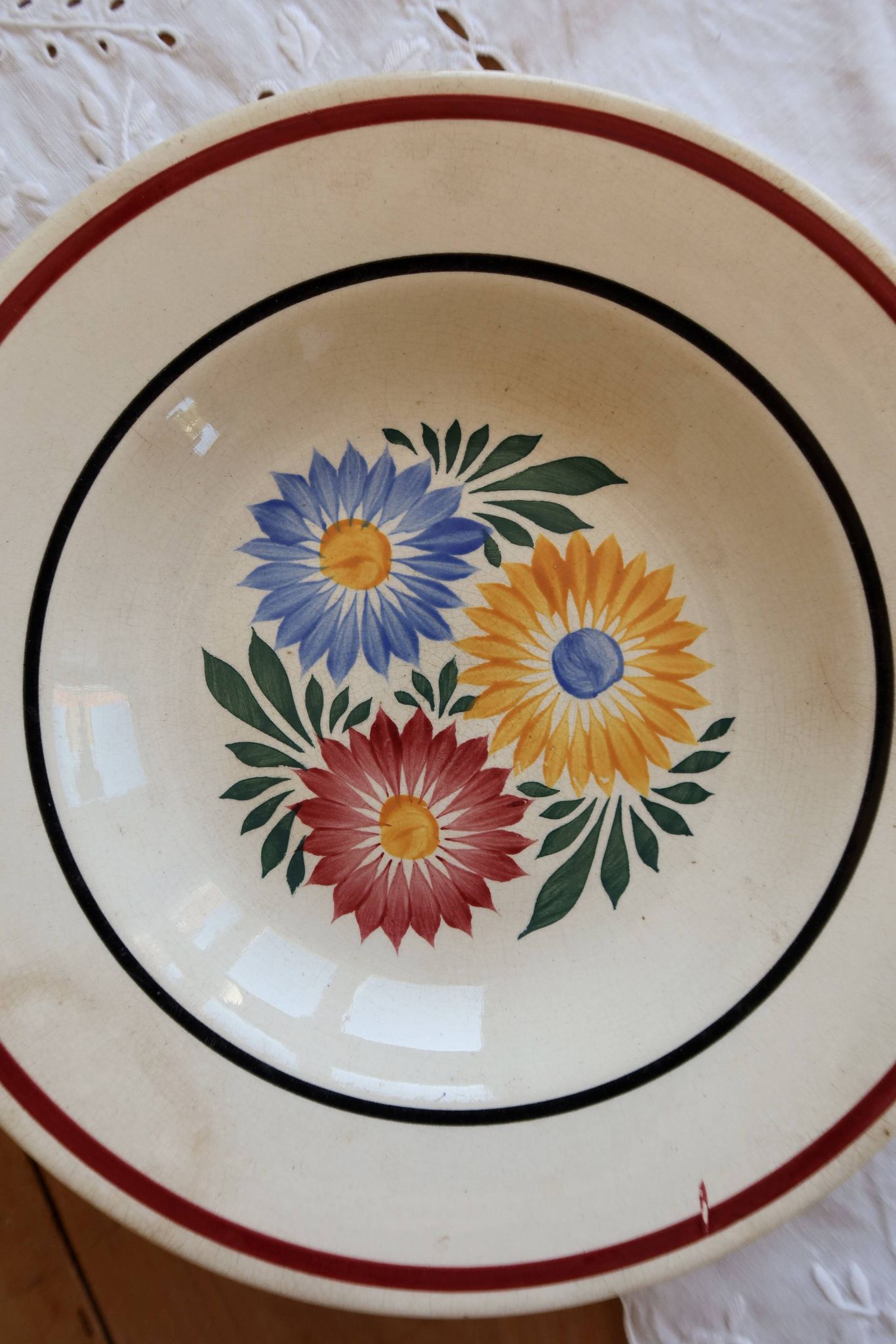 Antique hollow plate made of Creil and Montereau ironstone Veritas