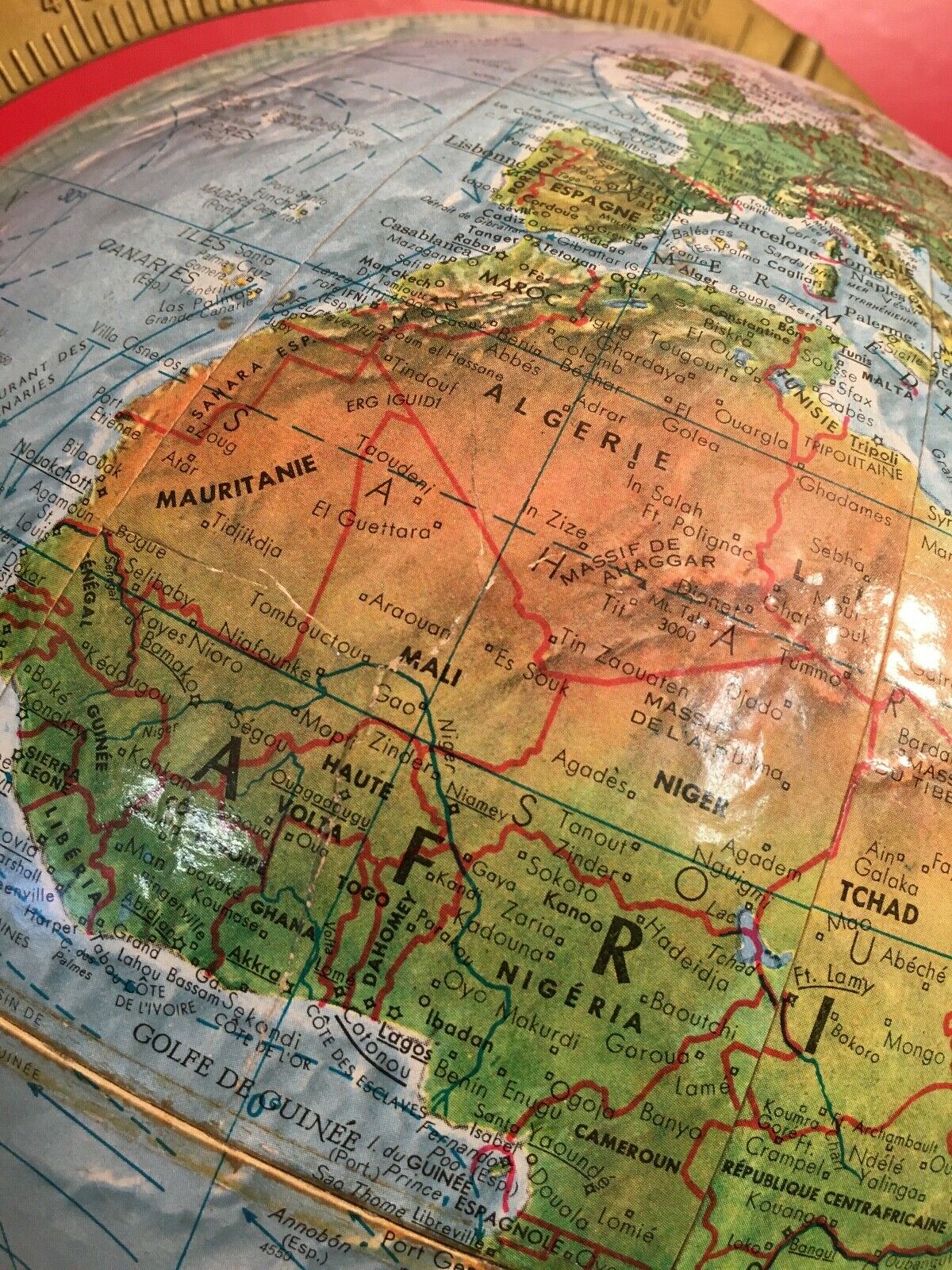 Mappemonde globe terrestre scan globe A/S Danemark carton & laiton & métal