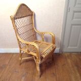 Vintage wicker rattan armchair