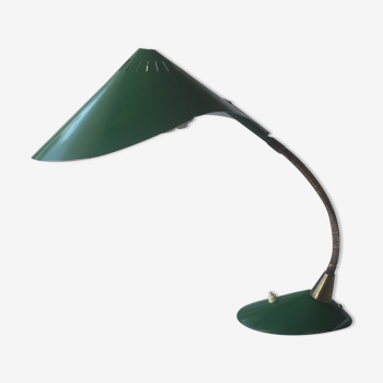 Lampe de bureau, vintage 1950, flexible, métal émaillé  vert