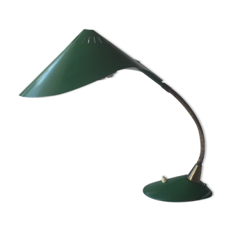 Lampe de bureau, vintage 1950, flexible, métal émaillé  vert