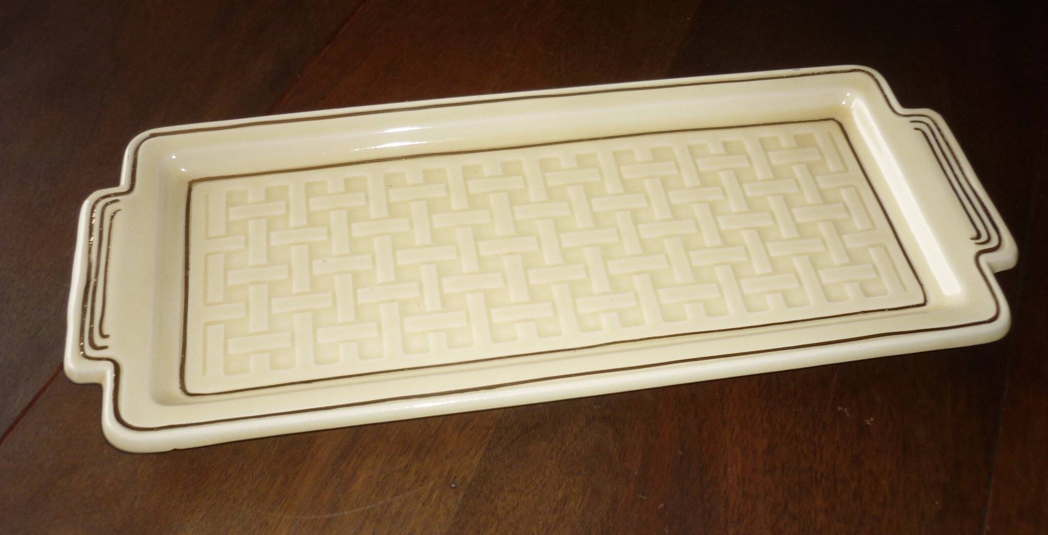 Yellow and gold art deco cake dish 40 cm