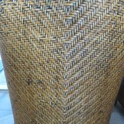 Set of 2 armchairs in woven rattan and exotic wood, 1980s