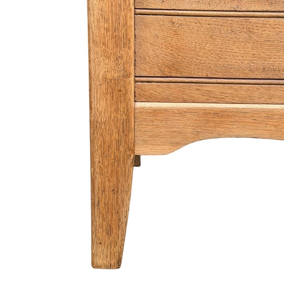 Parisian hotel wardrobe with bevelled mirror, solid raw oak, 1920.