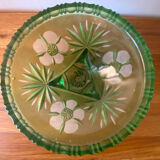 Art deco cut green crystal tripod cut