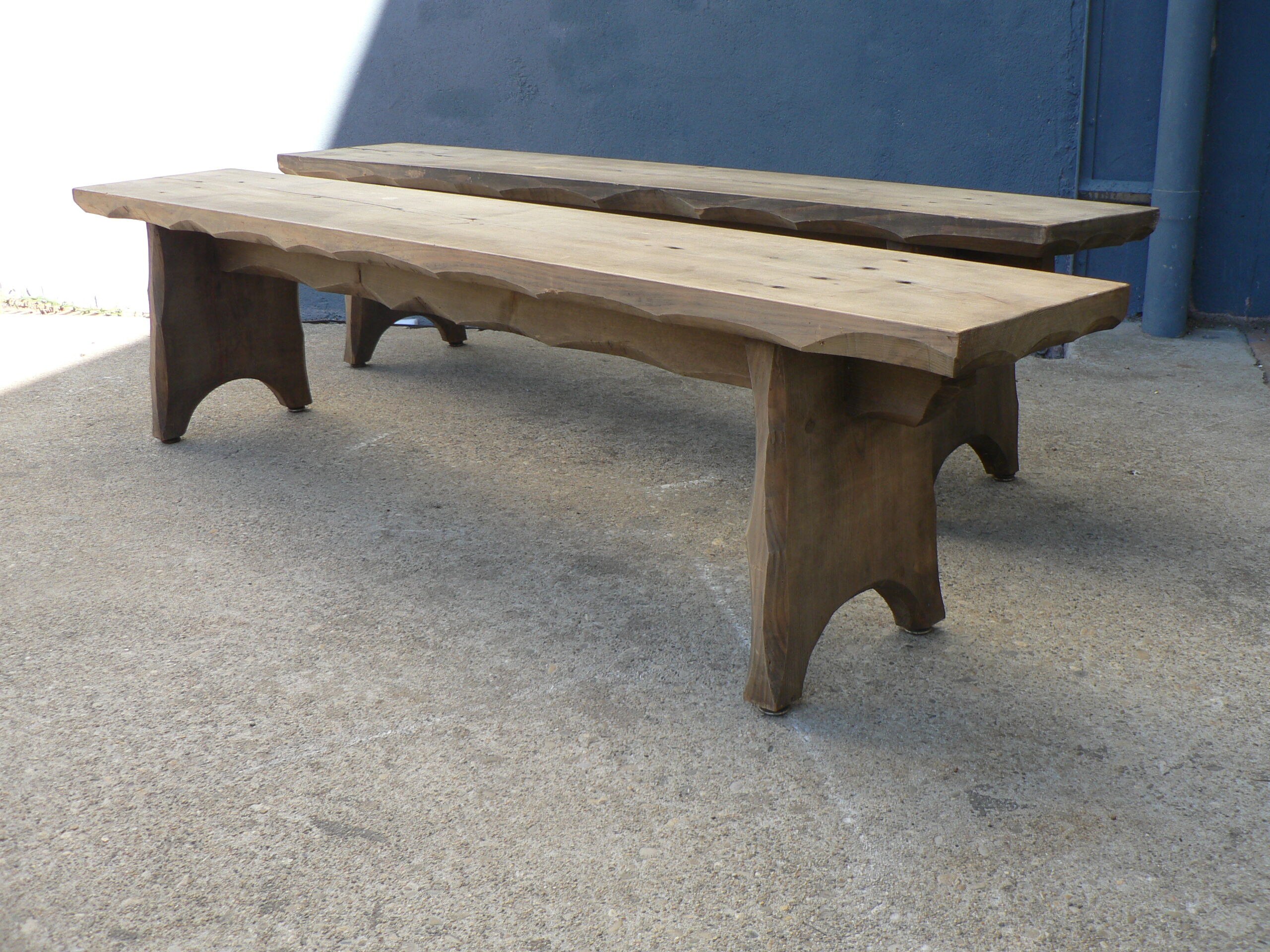 Pair of rustic farm table bench