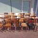 Set of 18 mismatched wooden bistro chairs - vintage