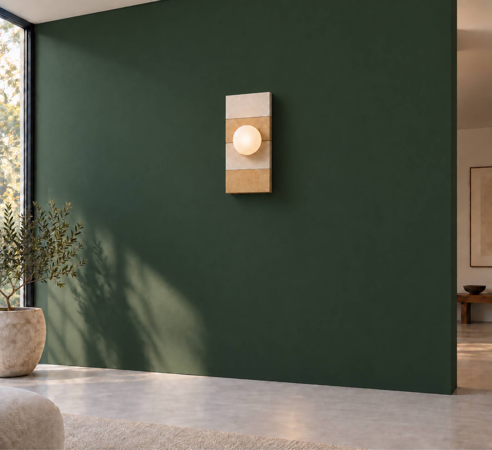 Ceramic zellige wall light
