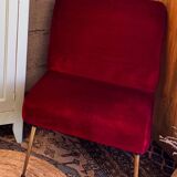 Vintage red velvet club chair
