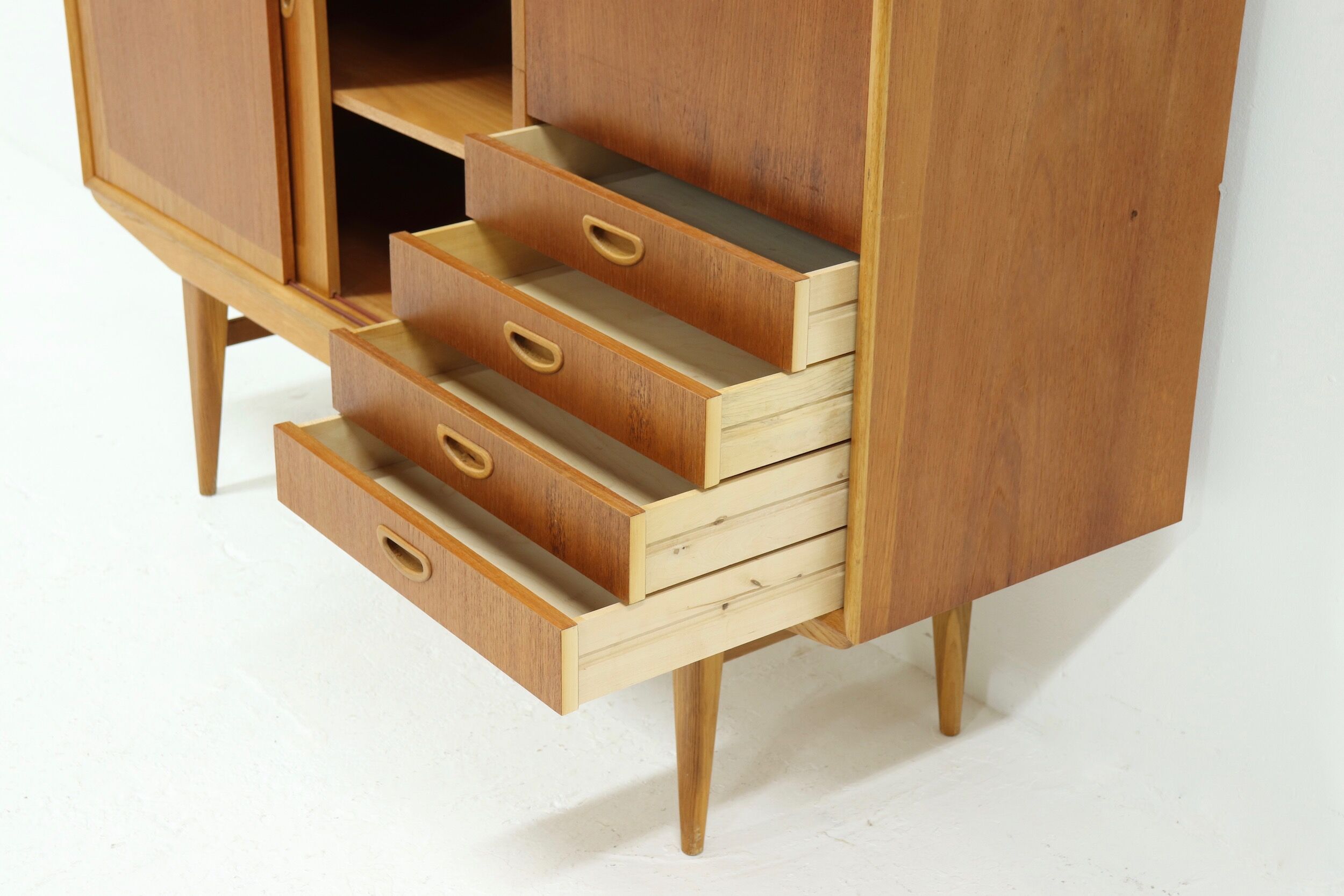 Scandinavian Two Tone Teak Highboard 1960s