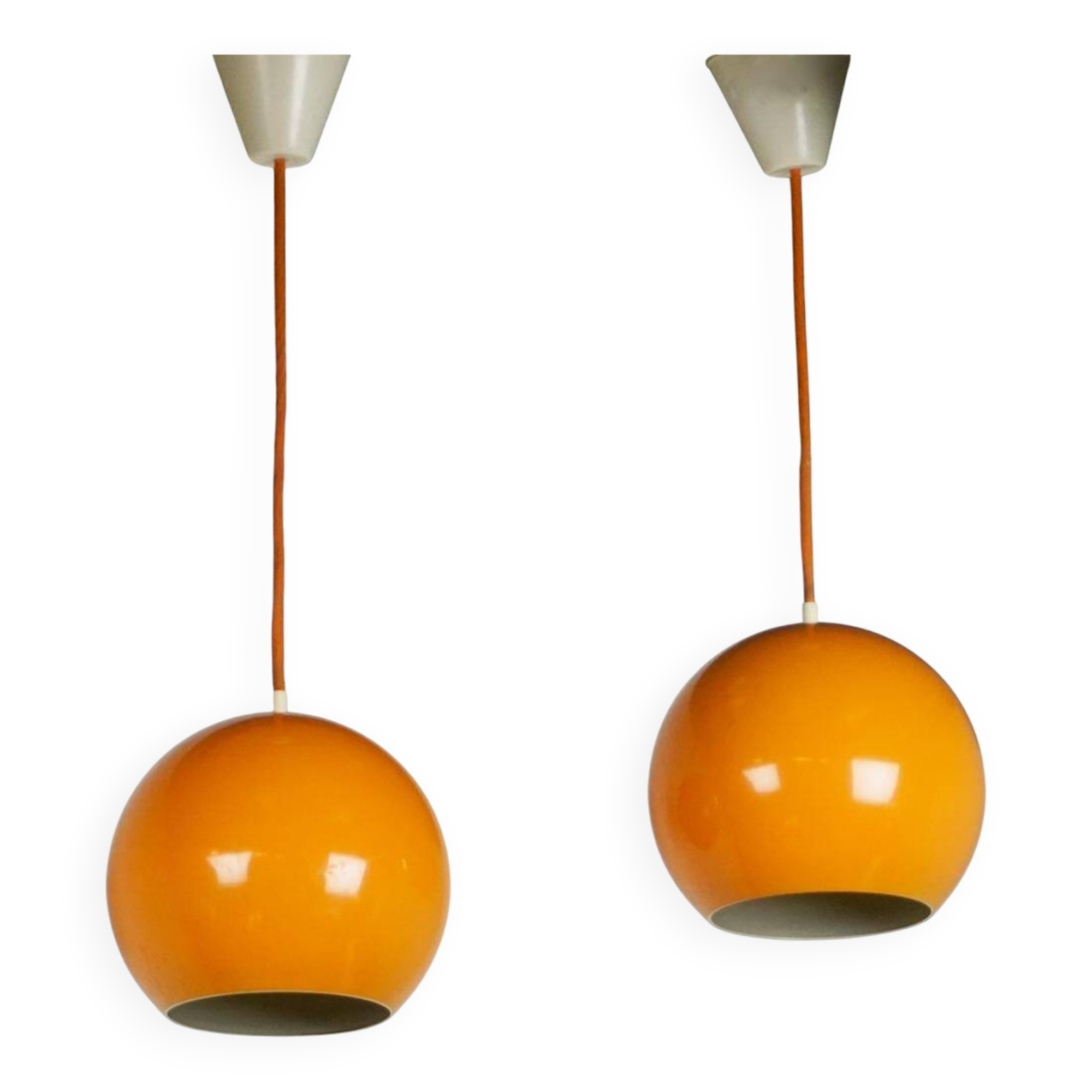 Pair of Yellow Topan Pendant Lamps by Verner Panton, Denmark