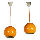 Pair of Yellow Topan pendant lamps by Verner Panton, Denmark