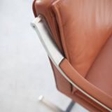 Fauteuil en cuir camel/brown conçus par Walter Knoll, années 1970