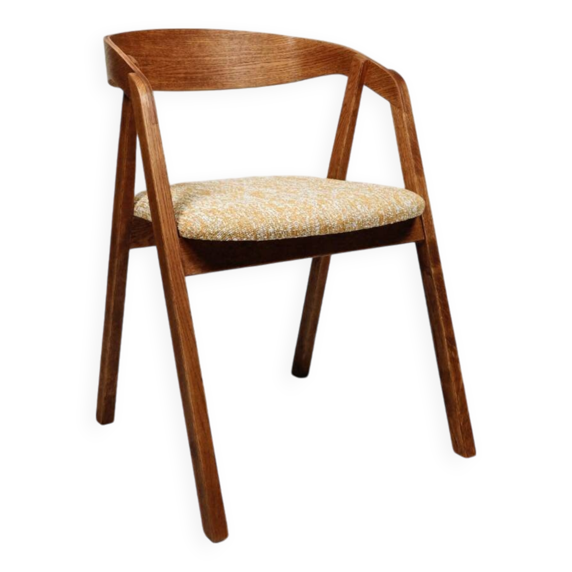 Oak wood Dining Chairs Yellow Vintage Upholstery, personalize option, HoReCa spaces