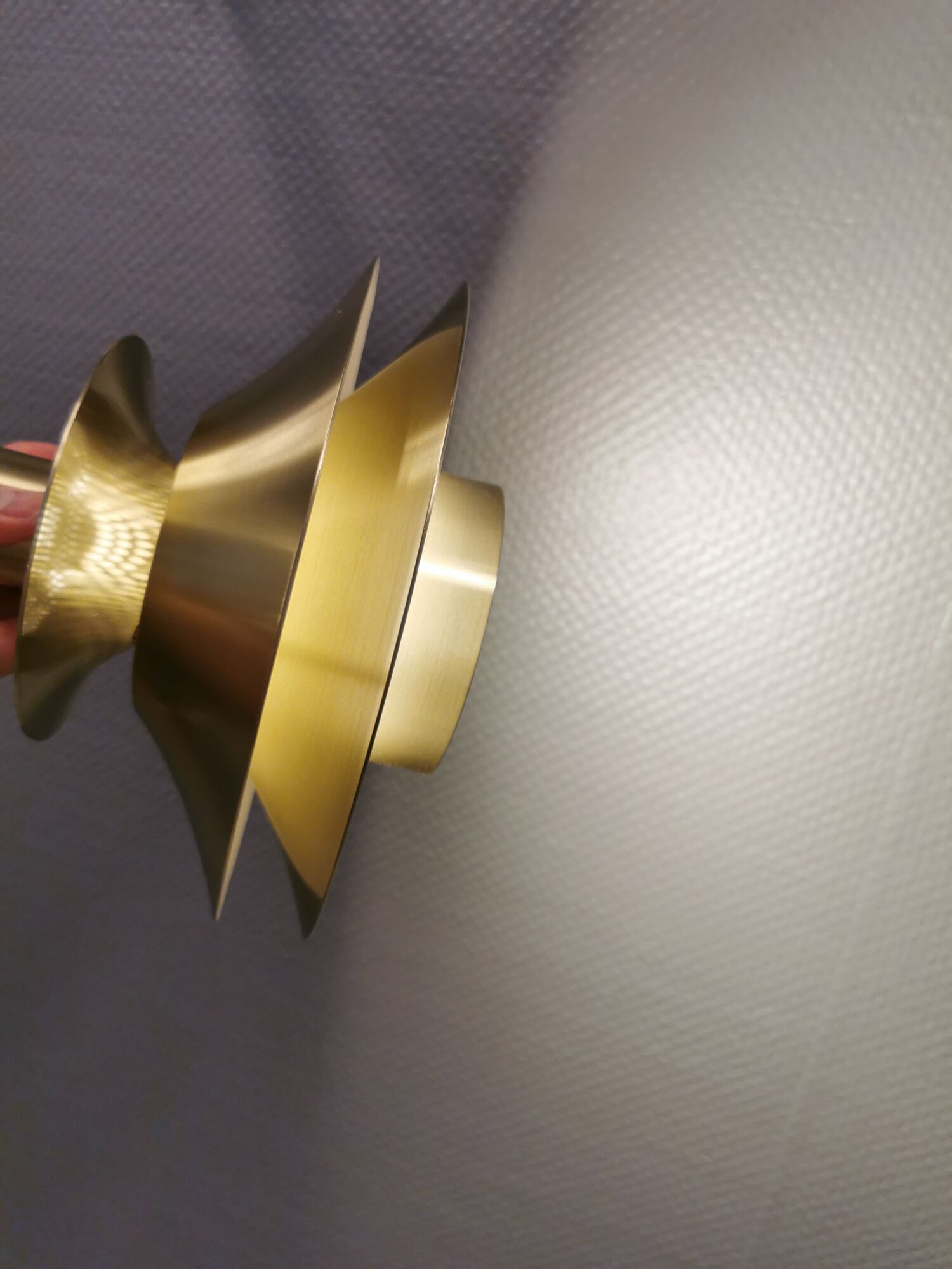 Small hanging lamp from Danish Top-lamps, in brass colored aluminum, produced in the 1980s