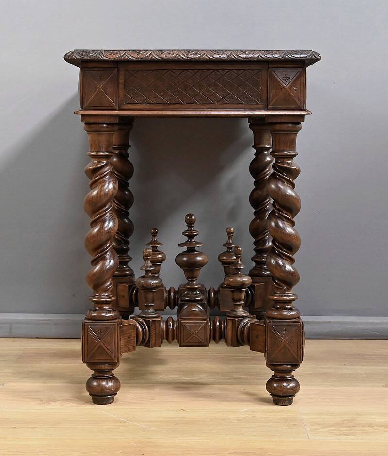 Small Oak Desk Table, Louis XIII Style – Mid-19th Century