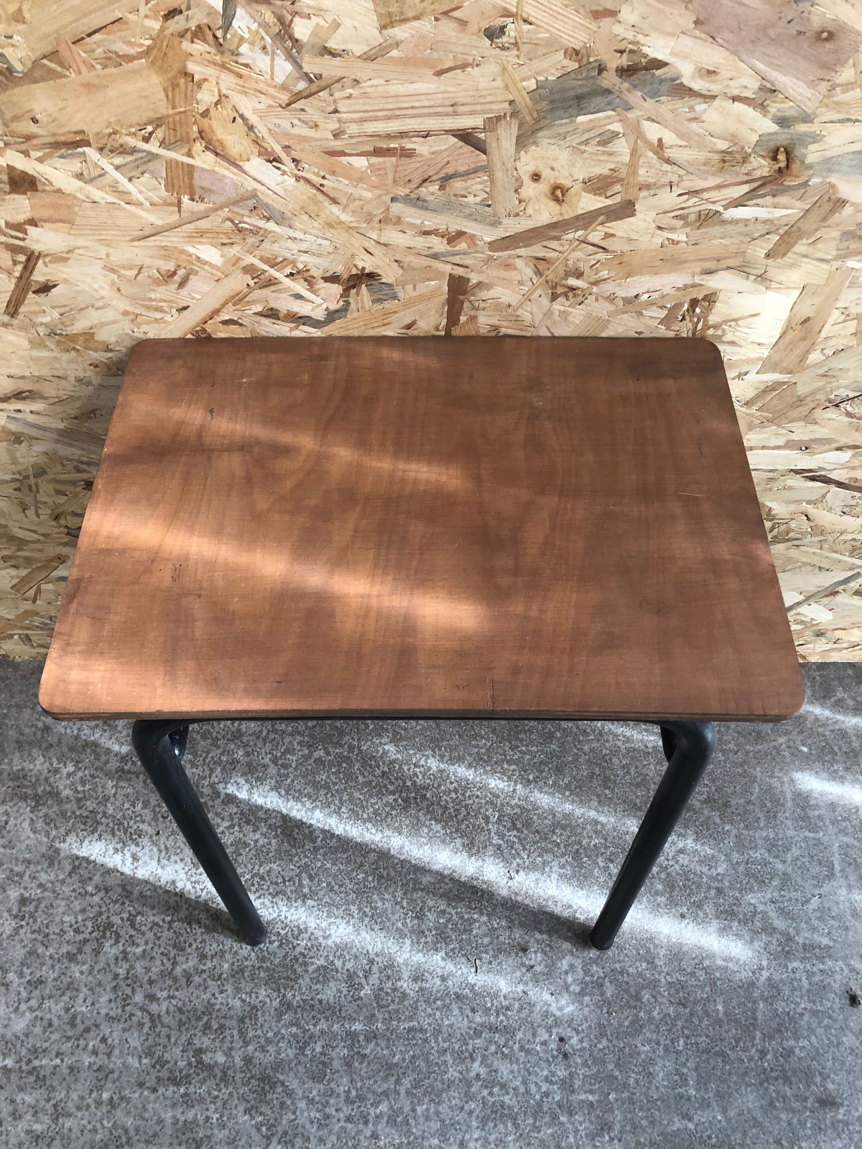 Old desk single desk child metal box + vintage wood tray #6