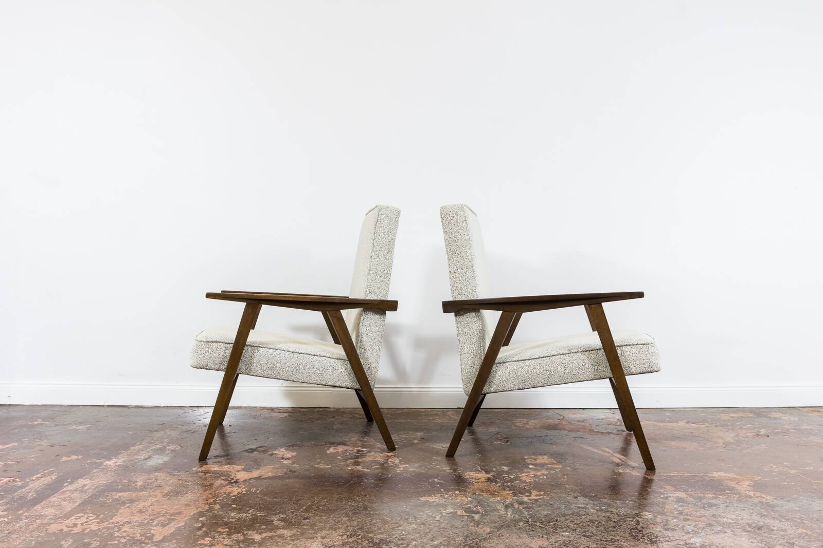 Pair of beige Mid-Century armchairs 1960's