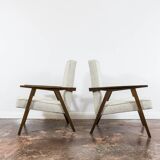 Paire de fauteuils beiges vintage 1960