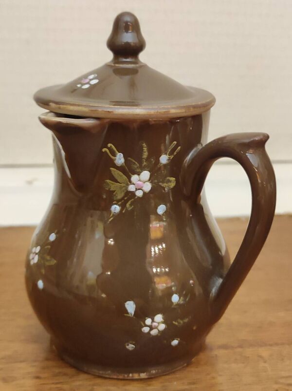 2 Anciens Petits Pots Crème Céramique Vernissée/Décor Émaillé