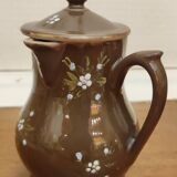 2 Old Small Glazed Ceramic Cream Pots/Enameled Decor
