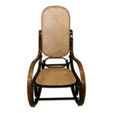 Rocking chair en bois et cannage vintage
