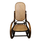 Rocking chair in wood and canning Vintage