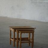 Nesting tables in oak, made by a Danish cabinetmaker, mid-century modern, 1960s.