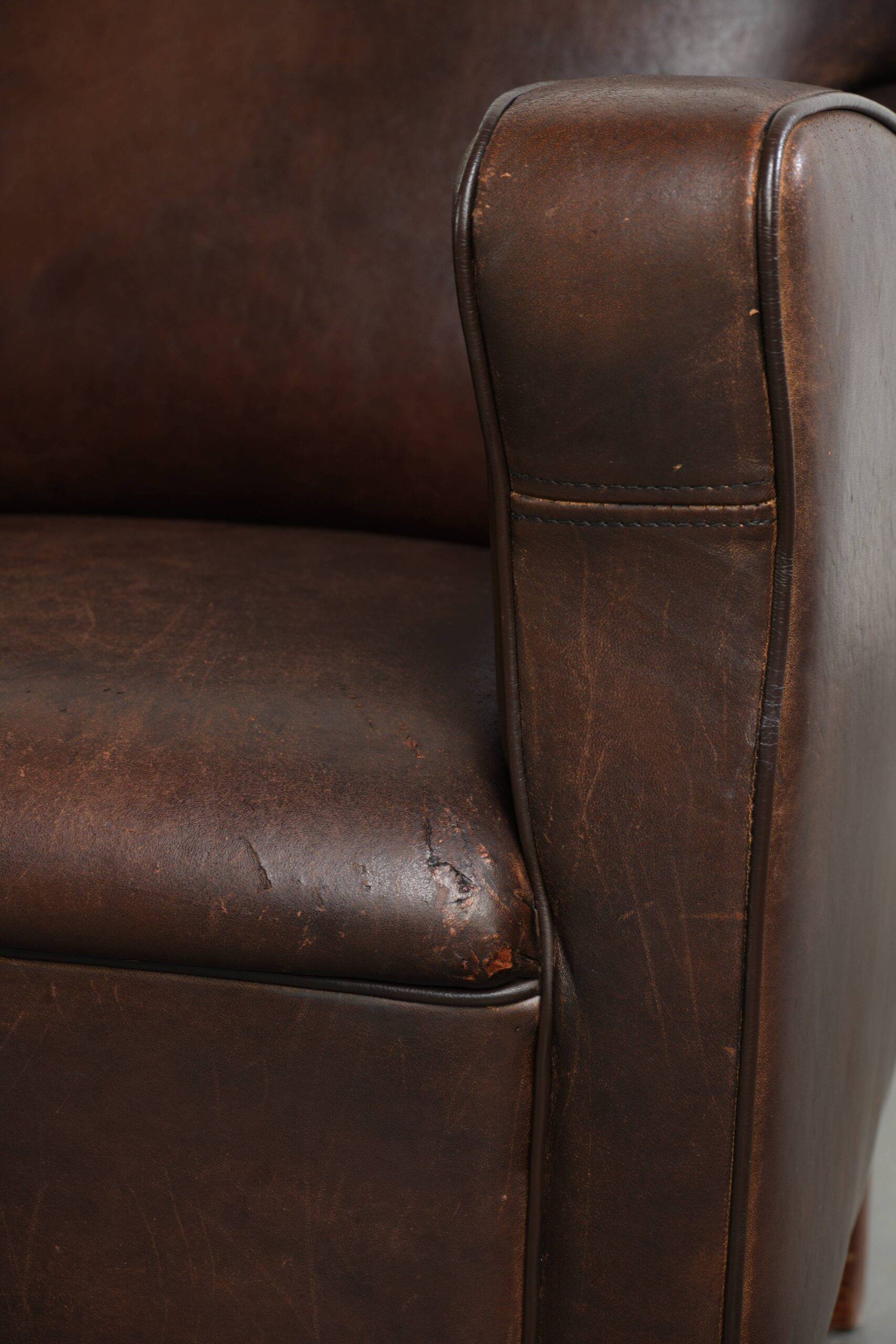 Sturdy set of vintage sheepskin armchairs with a nice English design