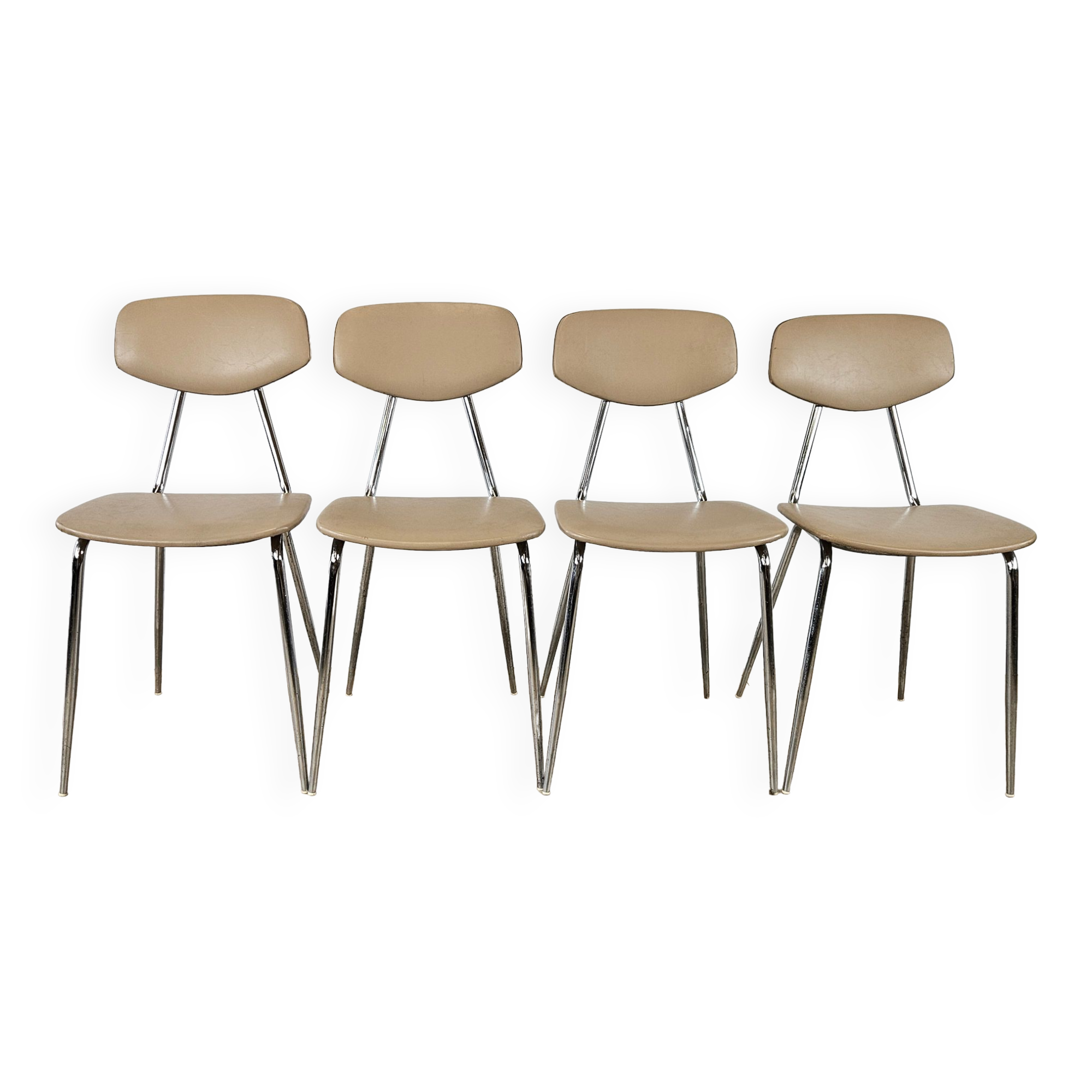 Set of four chairs in iron and skai 1970