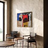 Original abstract art on stretched canvas 100X80cm by Bodasca