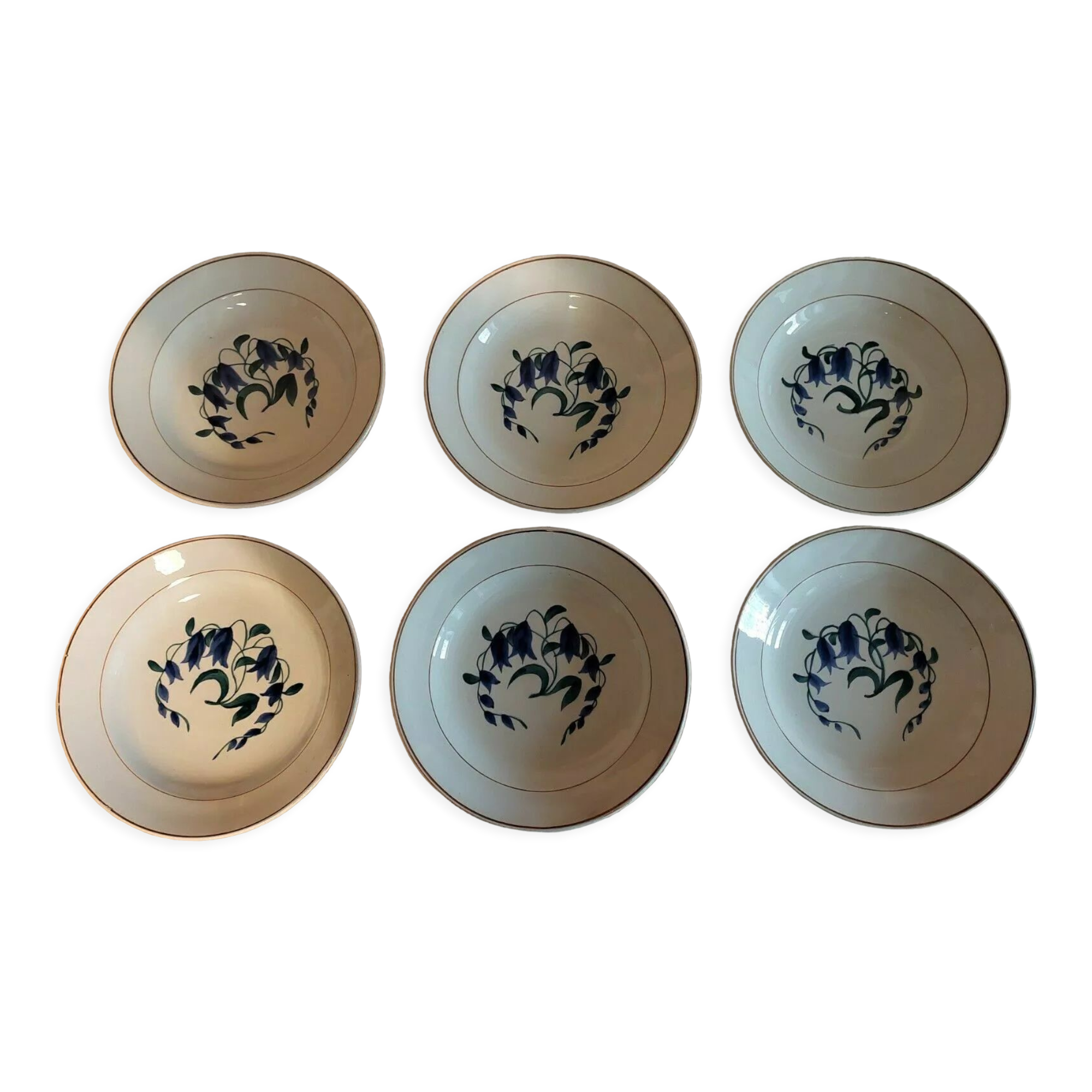 Hollow plates series of six earthenware from Longchamp décor Simone