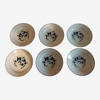 Hollow plates series of six earthenware from Longchamp décor Simone