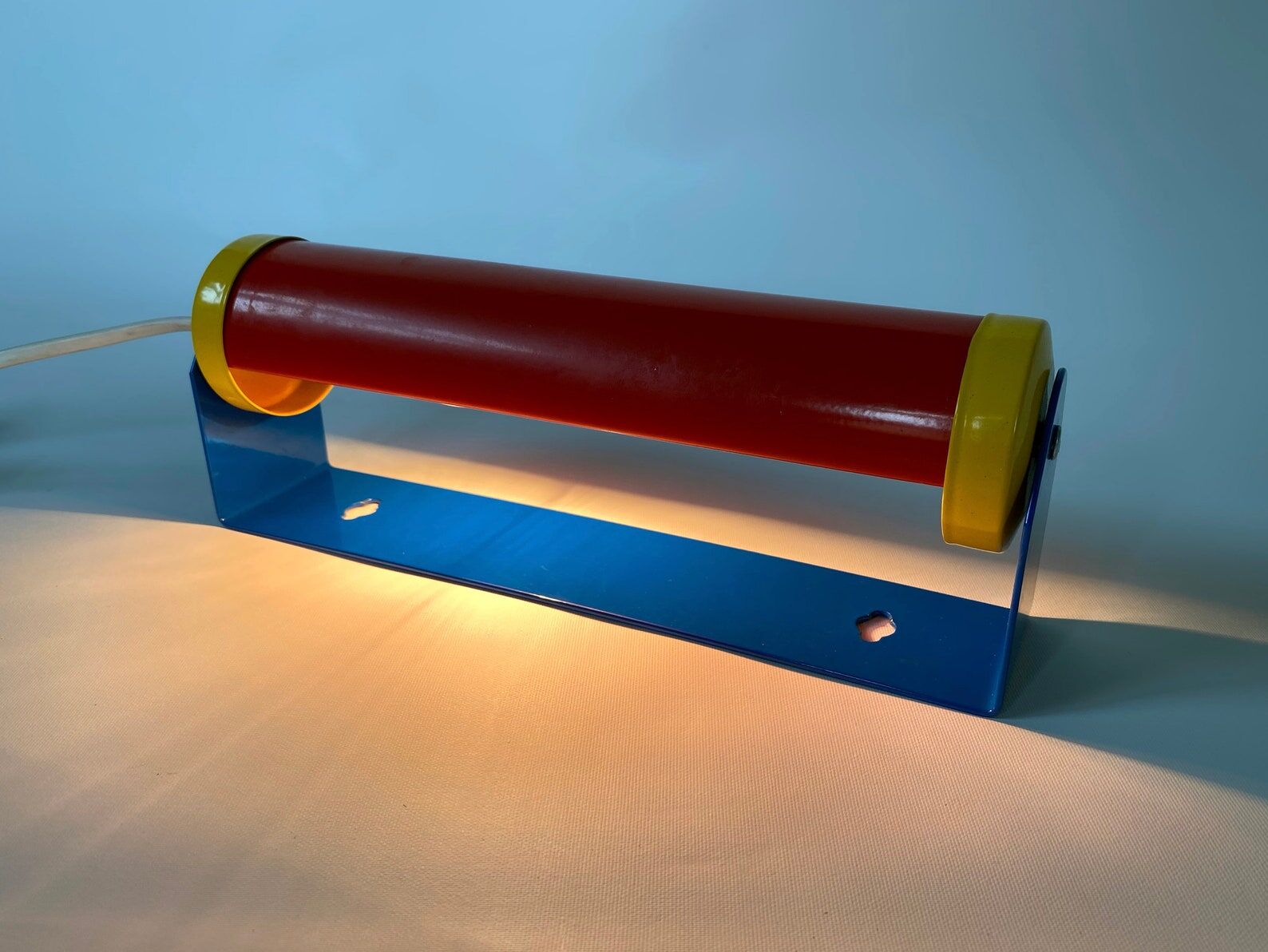 Vintage Memphis bed lamp / wall sconce. 80s G&G lighting, primary colors