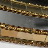 Miroir ovale à parclose en laiton, style hollywood regency – 1970