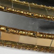 Miroir ovale à parclose en laiton, style hollywood regency – 1970