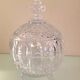 Globe candy box on tripod legs in chiseled glass / vintage 60s-70s