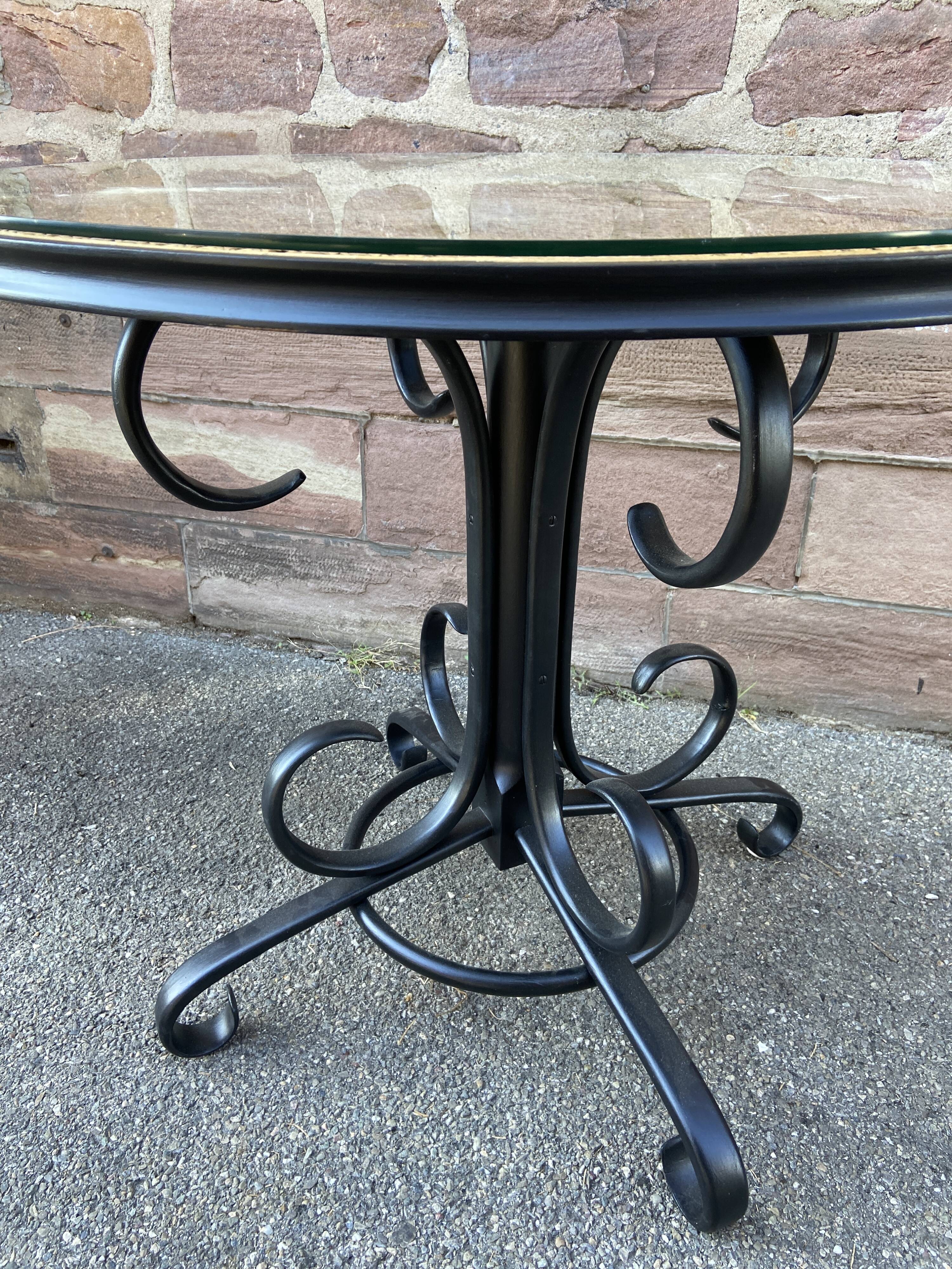 Side table table central foot pedestal table Art Nouveau style curved wood 1980s