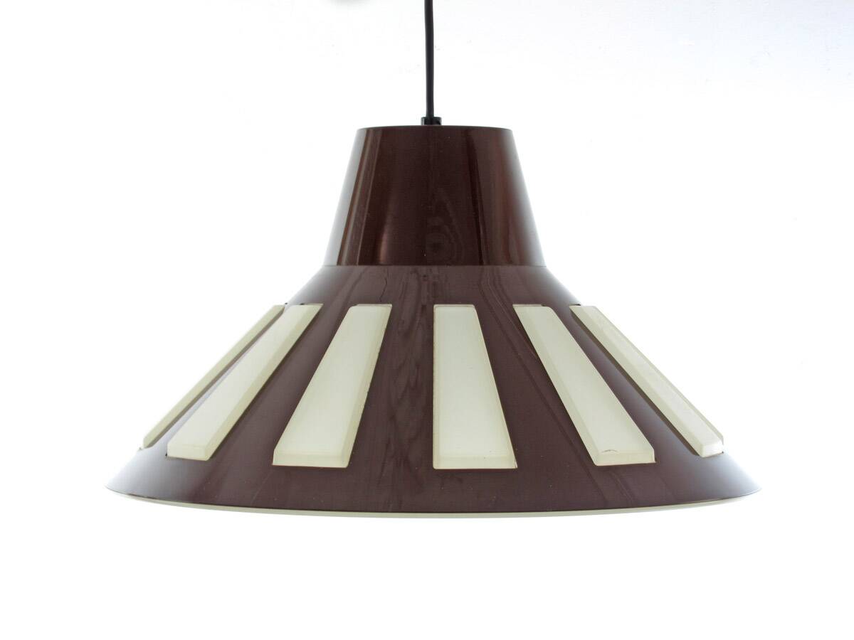 Vintage 1970s Space Age UFO Pendant Lamp | Brown White