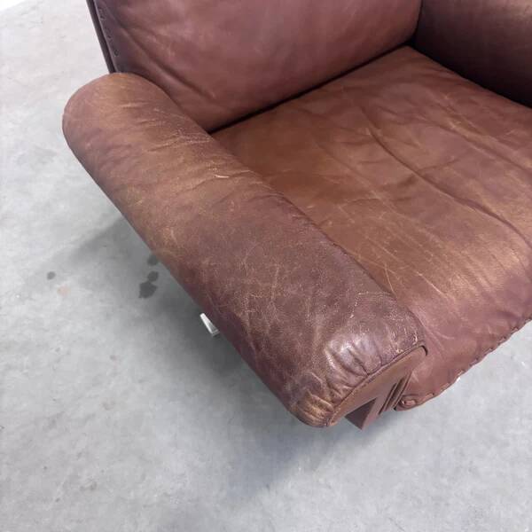 Set cognac leather De Sede DS31 lounge chairs, 1970s