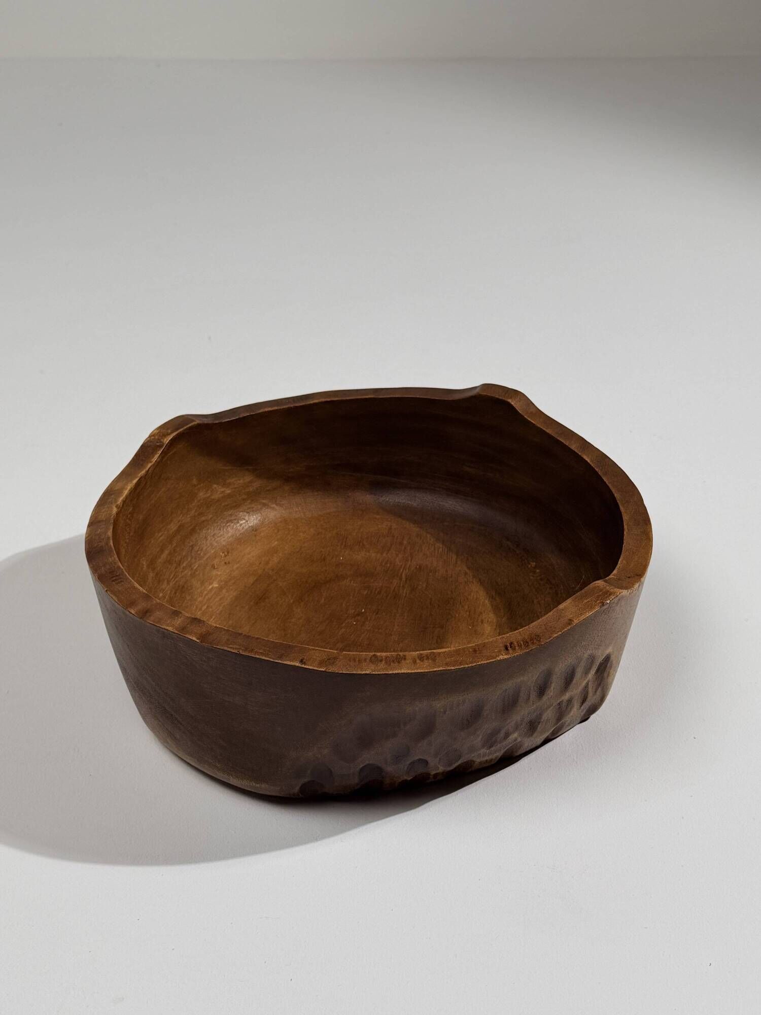 Large carved wooden bowl – French folk art, 1960s