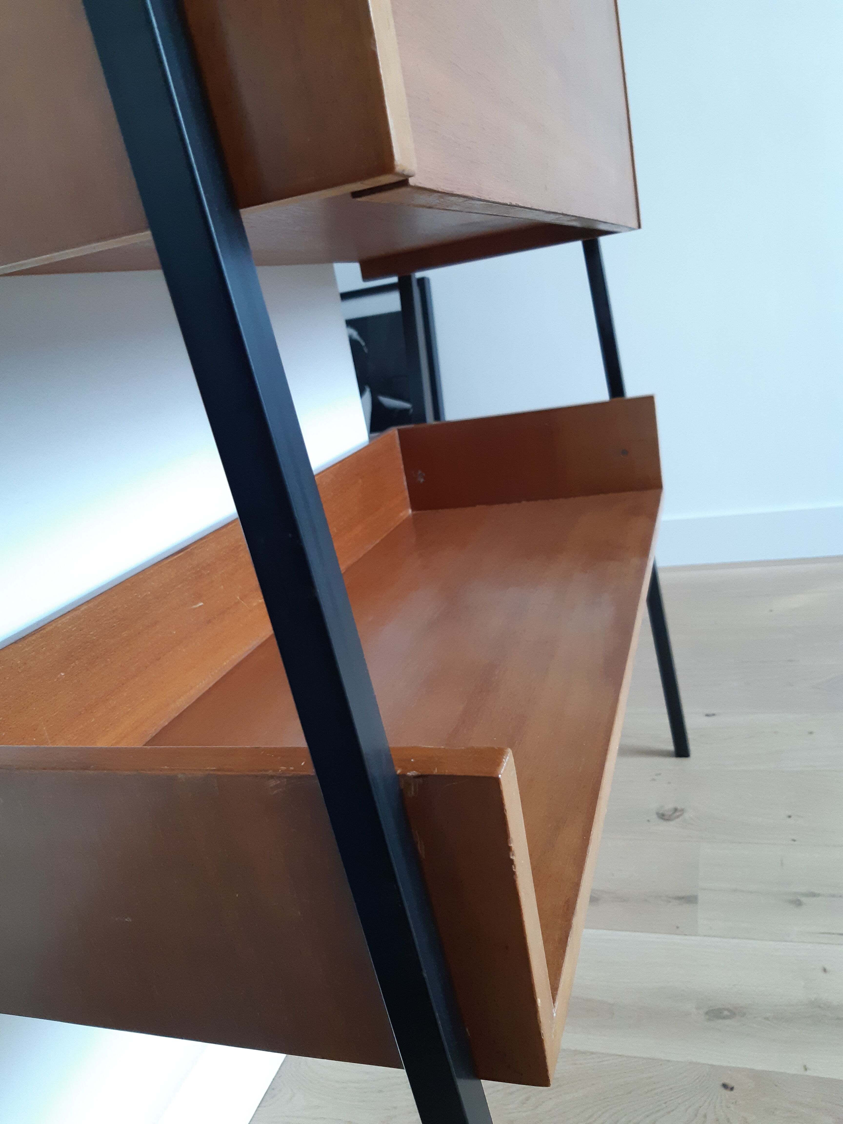 Writing desk wood and metal Jean Domps