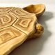 Large mustard yellow ceramic turtle dish, vintage 1950s-1970s.
