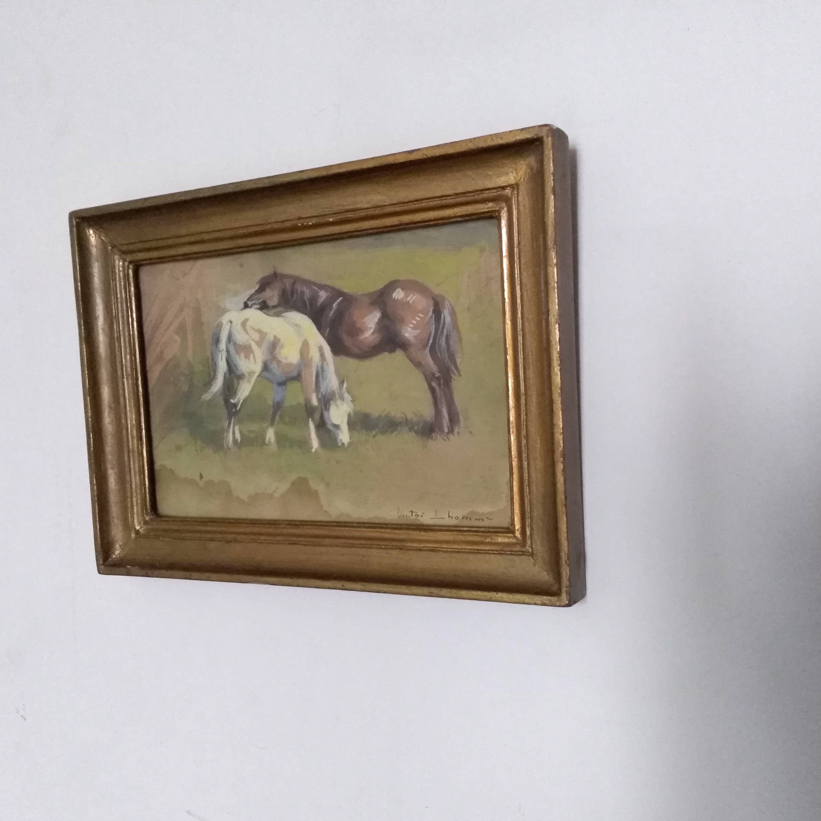 Painting, study of horses. Victor L'Homme